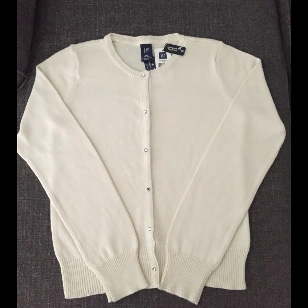 GAP Cardigan Sweater *Velvet Trim Rhinestone Buttons
